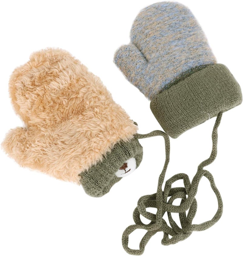 Clobeau Baby Mittens Warm Mitts Infant Full Finger Gloves Magic Snow Mittens on String - Image 4